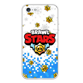 Чехол для iPhone 5/5S матовый с принтом НОВОГОДНИЙ BRAWL STARS в Кировске, Силикон | Область печати: задняя сторона чехла, без боковых панелей | 8 bit | 8 бит. | 8bit | brawl stars | brawl stars новогодний | colt | crow | leon | penny | poco | shelly | spike | wanted | брав | бравл старс | звезды | леон | новый год | старс