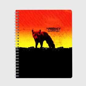 Тетрадь с принтом The Prodigy в Кировске, 100% бумага | 48 листов, плотность листов — 60 г/м2, плотность картонной обложки — 250 г/м2. Листы скреплены сбоку удобной пружинной спиралью. Уголки страниц и обложки скругленные. Цвет линий — светло-серый
 | Тематика изображения на принте: day | enemy | people | prodigy | the day is my enemy | the prodigy | продиджи