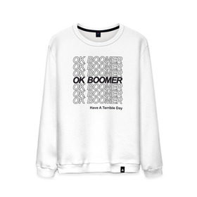 Мужской свитшот хлопок с принтом OK BOOMER (BLACK) в Кировске, 100% хлопок |  | boomer | boomers | generation | internet | meme | ok | ok boomer | young | бумеры | зумеры | интернет | мем | молодежь | ок | ок бумер | окей бумер | поколение