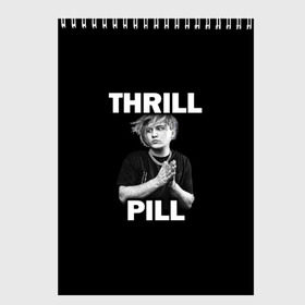 Скетчбук с принтом Thrill pill в Кировске, 100% бумага
 | 48 листов, плотность листов — 100 г/м2, плотность картонной обложки — 250 г/м2. Листы скреплены сверху удобной пружинной спиралью | Тематика изображения на принте: pill | thrill | thrill pill | пилл | тимур самедов | трилл | трилл пилл