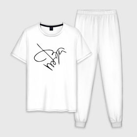 Мужская пижама хлопок с принтом Автограф Джонни Деппа в Кировске, 100% хлопок | брюки и футболка прямого кроя, без карманов, на брюках мягкая резинка на поясе и по низу штанин
 | 