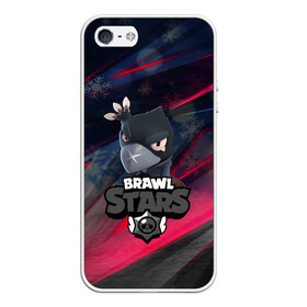 Чехол для iPhone 5/5S матовый с принтом Brawl Stars CROW SNOW в Кировске, Силикон | Область печати: задняя сторона чехла, без боковых панелей | 2020 | android | background | brawl stars | crow | games | leon | mobile game | stars | бравл старс | ворон | игры | леон | мобильные игры | синий | снег | снежинки | текстура | фон