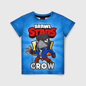 Детская футболка 3D с принтом BRAWL STARS CROW в Кировске, 100% гипоаллергенный полиэфир | прямой крой, круглый вырез горловины, длина до линии бедер, чуть спущенное плечо, ткань немного тянется | brawl stars | brawl stars crow | brawler | crow | бравл старз | бравлер | ворон