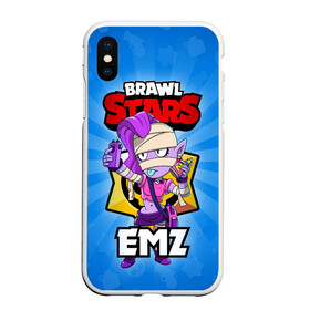 Чехол для iPhone XS Max матовый с принтом BRAWL STARS EMZ в Кировске, Силикон | Область печати: задняя сторона чехла, без боковых панелей | Тематика изображения на принте: brawl stars | brawl stars emz | brawler | emz | бравл старз | бравлер | эмз