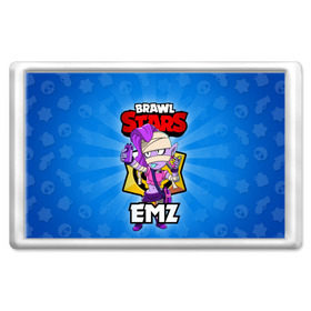 Магнит 45*70 с принтом BRAWL STARS EMZ в Кировске, Пластик | Размер: 78*52 мм; Размер печати: 70*45 | brawl stars | brawl stars emz | brawler | emz | бравл старз | бравлер | эмз