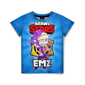 Детская футболка 3D с принтом BRAWL STARS EMZ в Кировске, 100% гипоаллергенный полиэфир | прямой крой, круглый вырез горловины, длина до линии бедер, чуть спущенное плечо, ткань немного тянется | brawl stars | brawl stars emz | brawler | emz | бравл старз | бравлер | эмз