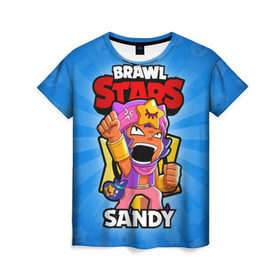 Женская футболка 3D с принтом BRAWL STARS SANDY в Кировске, 100% полиэфир ( синтетическое хлопкоподобное полотно) | прямой крой, круглый вырез горловины, длина до линии бедер | brawl stars | brawl stars sandy | brawler | sandy | бравл старз | бравлер | сэнди