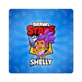 Магнит виниловый Квадрат с принтом BRAWL STARS SHELLY в Кировске, полимерный материал с магнитным слоем | размер 9*9 см, закругленные углы | Тематика изображения на принте: 