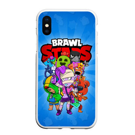 Чехол для iPhone XS Max матовый с принтом BRAWL STARS в Кировске, Силикон | Область печати: задняя сторона чехла, без боковых панелей | Тематика изображения на принте: 8 bit | 8 бит | brawl stars | brawler | crow | emz | leon | nita | sandy | spike | бравл старз | бравлер | ворон | леон | нита | спайк | сэнди | эмз