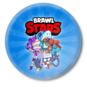 Значок с принтом BRAWL STARS в Кировске,  металл | круглая форма, металлическая застежка в виде булавки | 8 bit | 8 бит | brawl stars | brawler | emz | leon | nita | бравл старз | бравлер | леон | нита | эмз