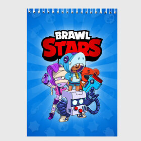 Скетчбук с принтом BRAWL STARS в Кировске, 100% бумага
 | 48 листов, плотность листов — 100 г/м2, плотность картонной обложки — 250 г/м2. Листы скреплены сверху удобной пружинной спиралью | Тематика изображения на принте: 8 bit | 8 бит | brawl stars | brawler | emz | leon | nita | бравл старз | бравлер | леон | нита | эмз