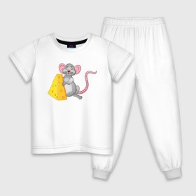 Детская пижама хлопок с принтом Мышка с сыром в Кировске, 100% хлопок |  брюки и футболка прямого кроя, без карманов, на брюках мягкая резинка на поясе и по низу штанин
 | Тематика изображения на принте: 