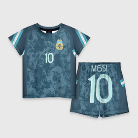 Детский костюм с шортами 3D с принтом Messi away Copa America 2020 в Кировске,  |  | barcelona | champions | league | lionel | messi | spain | tdrfifa19 | барселона | испания | лига | лионель | месси | чемпионов