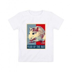 Детская футболка хлопок с принтом Год Крысы в Кировске, 100% хлопок | круглый вырез горловины, полуприлегающий силуэт, длина до линии бедер | 2020 | mouse | new year | rat | грызун | дед мороз | животные | крыса | мышь | новый год | праздник | рождество