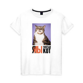 Женская футболка хлопок с принтом Я-МЫ толстый кот в Кировске, 100% хлопок | прямой крой, круглый вырез горловины, длина до линии бедер, слегка спущенное плечо | викторлетай | кот | котики | мемы | приколы