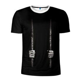 Мужская футболка 3D спортивная с принтом Взаперти в Кировске, 100% полиэстер с улучшенными характеристиками | приталенный силуэт, круглая горловина, широкие плечи, сужается к линии бедра | Тематика изображения на принте: в темноте | взаперти | руки | тьма