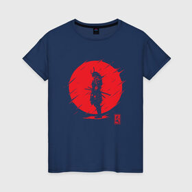 Женская футболка хлопок с принтом Самурайский Дух в Кировске, 100% хлопок | прямой крой, круглый вырез горловины, длина до линии бедер, слегка спущенное плечо | samurai | samurai spirit | самурай | самурайский дух | япония