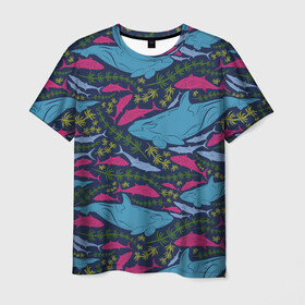 Мужская футболка 3D с принтом Касатки в Кировске, 100% полиэфир | прямой крой, круглый вырез горловины, длина до линии бедер | водоросли | касатки | киты | море | океан | под водой | рыбы