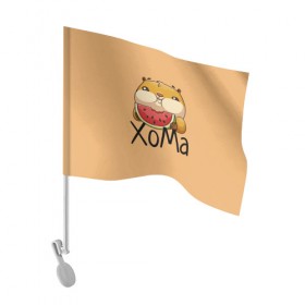 Флаг для автомобиля с принтом ХоМа в Кировске, 100% полиэстер | Размер: 30*21 см | арбузик | хомяк
