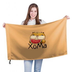 Флаг 3D с принтом ХоМа в Кировске, 100% полиэстер | плотность ткани — 95 г/м2, размер — 67 х 109 см. Принт наносится с одной стороны | арбузик | хомяк