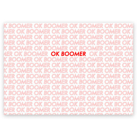 Поздравительная открытка с принтом OK BOOMER в Кировске, 100% бумага | плотность бумаги 280 г/м2, матовая, на обратной стороне линовка и место для марки
 | Тематика изображения на принте: ok boomer | зумеры | мемы | миллениалы | окей бумер