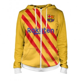 Женская толстовка 3D на молнии с принтом Barcelona 4-th kit 19-20 в Кировске, 100% полиэстер | длина до линии бедра, манжеты и пояс оформлены мягкой тканевой резинкой, двухслойный капюшон со шнурком для регулировки, спереди молния, по бокам два кармана | barcelona | champions | laliga | league | spain | барселона | испания | лига | месси | чемпионов