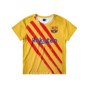 Детская футболка 3D с принтом Barcelona 4-th kit 19-20 в Кировске, 100% гипоаллергенный полиэфир | прямой крой, круглый вырез горловины, длина до линии бедер, чуть спущенное плечо, ткань немного тянется | barcelona | champions | laliga | league | spain | барселона | испания | лига | месси | чемпионов