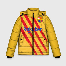 Зимняя куртка для мальчиков 3D с принтом Barcelona 4-th kit 19-20 в Кировске, ткань верха — 100% полиэстер; подклад — 100% полиэстер, утеплитель — 100% полиэстер | длина ниже бедра, удлиненная спинка, воротник стойка и отстегивающийся капюшон. Есть боковые карманы с листочкой на кнопках, утяжки по низу изделия и внутренний карман на молнии. 

Предусмотрены светоотражающий принт на спинке, радужный светоотражающий элемент на пуллере молнии и на резинке для утяжки | barcelona | champions | laliga | league | spain | барселона | испания | лига | месси | чемпионов