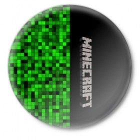 Значок с принтом MINECRAFT в Кировске,  металл | круглая форма, металлическая застежка в виде булавки | game | minecraft | блоки | игра | квадраты | компьютерная игра | крипер | майнкрафт
