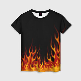 Женская футболка 3D с принтом Пламя Old School в Кировске, 100% полиэфир ( синтетическое хлопкоподобное полотно) | прямой крой, круглый вырез горловины, длина до линии бедер | burn | fire | костер | нарисованный | огня | огонь | олдскул | пламени | пламя | пожар | пылает | рисованный огонь | языки