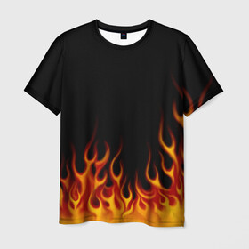 Мужская футболка 3D с принтом Пламя Old School в Кировске, 100% полиэфир | прямой крой, круглый вырез горловины, длина до линии бедер | burn | fire | костер | нарисованный | огня | огонь | олдскул | пламени | пламя | пожар | пылает | рисованный огонь | языки