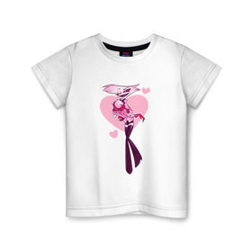 Детская футболка хлопок с принтом Энджел Даст в Кировске, 100% хлопок | круглый вырез горловины, полуприлегающий силуэт, длина до линии бедер | отель хазбин | персонаж | рисунок | сердечки | энджел даст