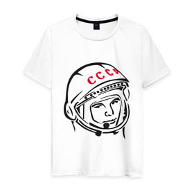 Мужская футболка хлопок с принтом футболка ссср Гагарин в Кировске, 100% хлопок | прямой крой, круглый вырез горловины, длина до линии бедер, слегка спущенное плечо. | гагарин | космос | ракета | ссср