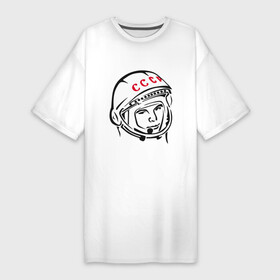 Платье-футболка хлопок с принтом футболка ссср Гагарин в Кировске,  |  | гагарин | космос | ракета | ссср
