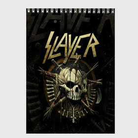 Скетчбук с принтом Slayer в Кировске, 100% бумага
 | 48 листов, плотность листов — 100 г/м2, плотность картонной обложки — 250 г/м2. Листы скреплены сверху удобной пружинной спиралью | metal | slayer | группы | метал | музыка | рок | трэш метал