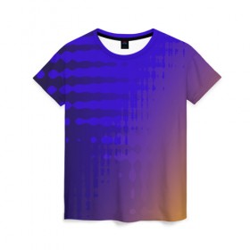 Женская футболка 3D с принтом Градиент PRO в Кировске, 100% полиэфир ( синтетическое хлопкоподобное полотно) | прямой крой, круглый вырез горловины, длина до линии бедер | волна | волны | градиент | синий | фиолетовый