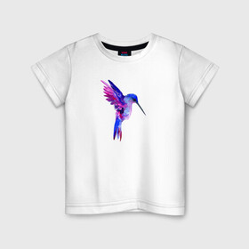 Детская футболка хлопок с принтом Колибри в Кировске, 100% хлопок | круглый вырез горловины, полуприлегающий силуэт, длина до линии бедер | акварель | колибри | птица | рисунок