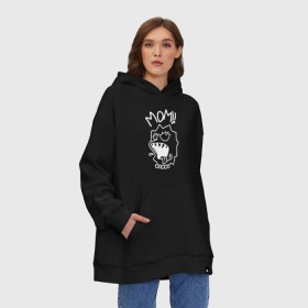 Худи SuperOversize хлопок с принтом LIL PEEP TATTOO LISA в Кировске, 70% хлопок, 30% полиэстер, мягкий начес внутри | карман-кенгуру, эластичная резинка на манжетах и по нижней кромке, двухслойный капюшон
 | 