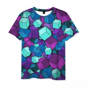 Мужская футболка 3D с принтом Кубы в Кировске, 100% полиэфир | прямой крой, круглый вырез горловины, длина до линии бедер | абстрактно | абстрактные | абстрактный | абстрактным | абстракция | кубики | кубические | кубический | кубическое | кубы | неон | неонка | неоновые | разноцветные | светящиеся | цветное | цветные
