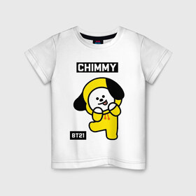 Детская футболка хлопок с принтом CHIMMY BT21 в Кировске, 100% хлопок | круглый вырез горловины, полуприлегающий силуэт, длина до линии бедер | bt21 | bts | chimmy | cooky | koya | love yourself. | mang | rj | shooky | tata | бт21 | бтс