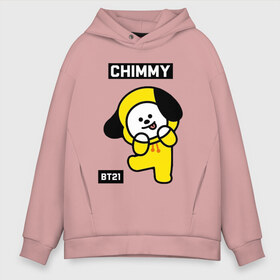 Мужское худи Oversize хлопок с принтом CHIMMY BT21 в Кировске, френч-терри — 70% хлопок, 30% полиэстер. Мягкий теплый начес внутри —100% хлопок | боковые карманы, эластичные манжеты и нижняя кромка, капюшон на магнитной кнопке | bt21 | bts | chimmy | cooky | koya | love yourself. | mang | rj | shooky | tata | бт21 | бтс