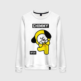 Женский свитшот хлопок с принтом CHIMMY BT21 в Кировске, 100% хлопок | прямой крой, круглый вырез, на манжетах и по низу широкая трикотажная резинка  | bt21 | bts | chimmy | cooky | koya | love yourself. | mang | rj | shooky | tata | бт21 | бтс