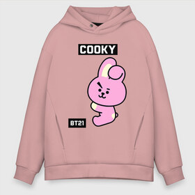 Мужское худи Oversize хлопок с принтом COOKY BT21 в Кировске, френч-терри — 70% хлопок, 30% полиэстер. Мягкий теплый начес внутри —100% хлопок | боковые карманы, эластичные манжеты и нижняя кромка, капюшон на магнитной кнопке | Тематика изображения на принте: bt21 | bts | chimmy | cooky | koya | love yourself. | mang | rj | shooky | tata | бт21 | бтс