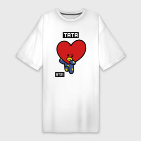 Платье-футболка хлопок с принтом TATA BT21 в Кировске,  |  | bt21 | bts | chimmy | cooky | koya | love yourself. | mang | rj | shooky | tata | бт21 | бтс