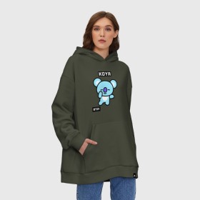 Худи SuperOversize хлопок с принтом KOYA BT21 в Кировске, 70% хлопок, 30% полиэстер, мягкий начес внутри | карман-кенгуру, эластичная резинка на манжетах и по нижней кромке, двухслойный капюшон
 | bt21 | bts | chimmy | cooky | koya | love yourself. | mang | rj | shooky | tata | бт21 | бтс