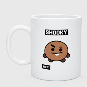 Кружка с принтом SHOOKY BT21 в Кировске, керамика | объем — 330 мл, диаметр — 80 мм. Принт наносится на бока кружки, можно сделать два разных изображения | bt21 | bts | chimmy | cooky | koya | love yourself. | mang | rj | shooky | tata | бт21 | бтс