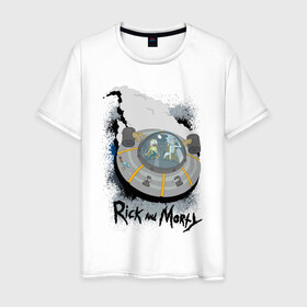 Мужская футболка хлопок с принтом Rick & Morty Ship в Кировске, 100% хлопок | прямой крой, круглый вырез горловины, длина до линии бедер, слегка спущенное плечо. | rickmortyship2 | ship | vdpartat