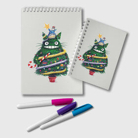 Блокнот с принтом Новогодний Totoro в Кировске, 100% бумага | 48 листов, плотность листов — 60 г/м2, плотность картонной обложки — 250 г/м2. Листы скреплены удобной пружинной спиралью. Цвет линий — светло-серый
 | Тематика изображения на принте: 