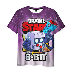 Мужская футболка 3D с принтом BRAWL STARS 8-BIT в Кировске, 100% полиэфир | прямой крой, круглый вырез горловины, длина до линии бедер | 8 bit | 8 бит | brawl stars | brawl stars 8 bit | brawler | бравл старз | бравлер