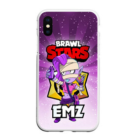 Чехол для iPhone XS Max матовый с принтом BRAWL STARS EMZ в Кировске, Силикон | Область печати: задняя сторона чехла, без боковых панелей | Тематика изображения на принте: brawl stars | brawl stars emz | brawler | emz | бравл старз | бравлер | эмз